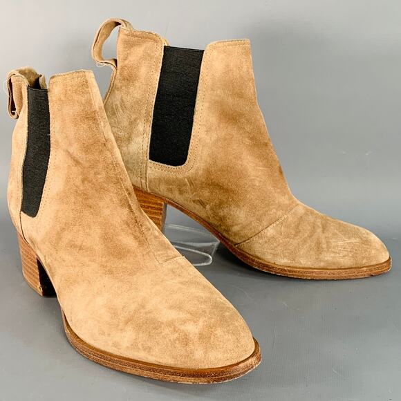 rag & bone Shoes - RAG & BONE Size 9 Camel Suede Stacked Heel Chelsea Ankle Boots